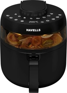 Havells Prolife Crystal Digital Air Fryer 5.5L, 1500W|D 8 Pre-sets| Aerocrisp Technology with 85% Less Oil Cooking| Dehydrator Mode| Auto-Shutoff|See-Through Window| 2Yr Door Step Warranty by Havells