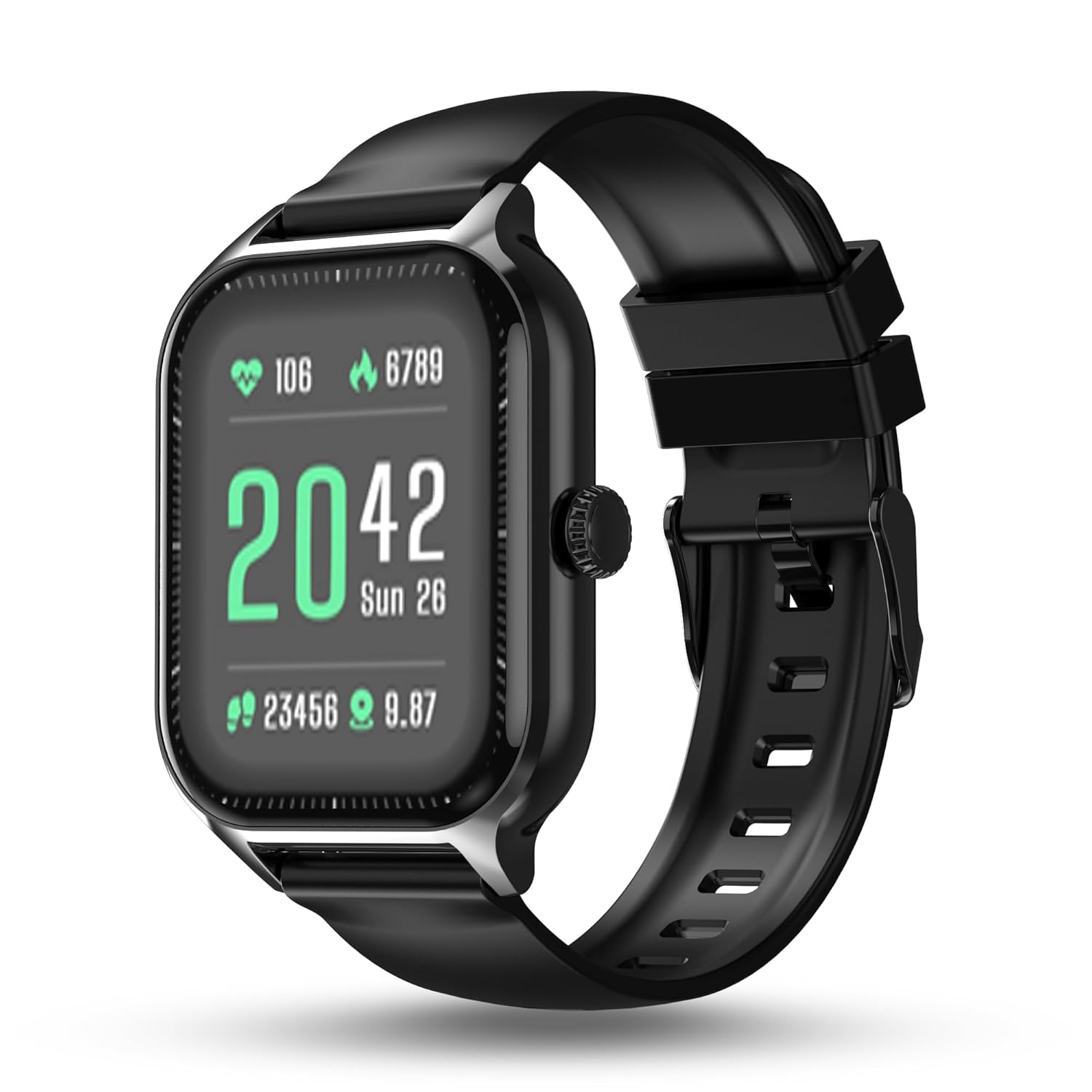 Pebble Elevate 1.99' (5.05 cm) Infinite Display, BT Calling, Health Suite, Multi Sports Mode, Multiple Watch Faces, AI Voice Assistance, Sleep Monitor, Alarm & Notification - Jet Black