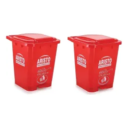 ARISTO Plastic Pedal Garbage Waste Dustbin 45 LTR RED/RED (COMBO)