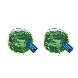 Crompton Galaxy Decoration Copper USB Powered String Fairy Lights with 100 Led Light (10 Meters, Green, Pack of 2)