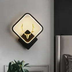 Desidiya Deer Face LED 3 Color Home Decor Fancy Indoor/Outdoor Decorative Lights for Bedroom, Black Square Pendant Light for Home Creative Flush Mount Wall Lamp for Hallway & Interior - Pack of 1