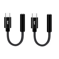Dyazo Type C to 3.5 Mm Audio Earphone Jack Adapter/Converter Plug Compatible for Oneplus 8, 8pro / 7,7pro, 7t /6t, Nord OnePlus Nord 2/9 / 8T / 8 Pro 6T, Black (Pack of 2), (DZ 508 (2 Pack))