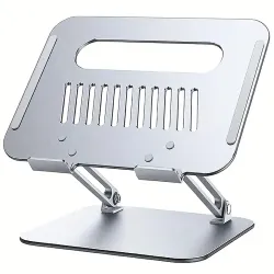 Krevia Aluminum Alloy Foldable Laptop Stand | Ergonomic Design Laptop Holder with Hollow Cooling | Universal Compatible Notebook Holder Stand for Laptop up to 17.3 or Tablets & Phones (Silver)