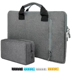 Laptop Sleeve for 14 inch Laptop, Set of 2 Grey Fabric Sleeves (14)
