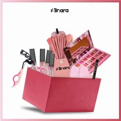MINARA BEAUTY Makeup Gift Hamper -Eyeshadow- Rose Gold, Kajal, Lipstick, Brush 08