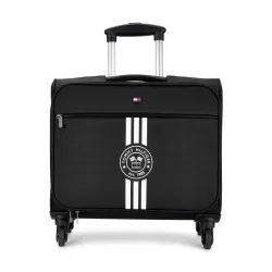 Tommy Hilfiger Planetary Plus Overnighter Trolley Bag – Dark Black 15 Inch Laptop Compartment Unisex Business Travel Bag 360° Spinner Wheels Telescopic Handle Polyester 45L Capacity 45cm