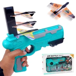 Toyshine Airplane Launcher Toy Catapult Plane Gun for Kids Outdoor Toy, One-Click Ejection, 4 Pcs Glider Foam Planes, Toy Airplanes Birthday Gifts, Multi-Color - B