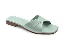 Women's Cross Strap Flat Slide Sandals GC8-FLAT_GREEN_7