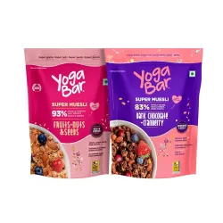 Yogabar Wholegrain Breakfast Muesli Combo | Fruits, Nuts and Seeds 700gm | Dark Chocolate Cranberry 700gm | Nuts + Seeds, Dried Fruits, Whole Grains