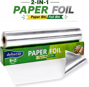 Kcofoil 2 in 1 Food Grade Kitchen Wrap Oil Resistant Roll 9+2m Paper Foil (11 m)