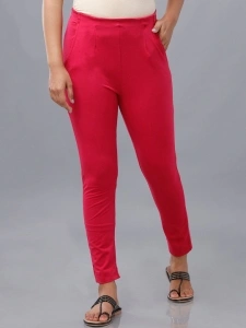 De Moza Women Knitted Cotton Strech Slim Fit Trouser with 2 Pockets
