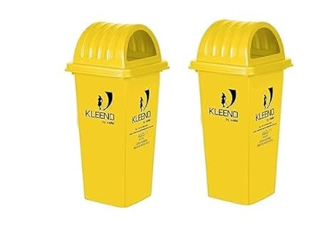 Cello Kleeno Dome Lid Plastic Garbage Dustbin Bucket 110 LTR - YELLOW/YELLOW (COMBO)