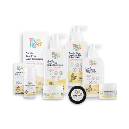 Newborn Baby Gift Set with Free Gift (Pack of 7) | Baby Gifts for Newborn & 1+ Year | Baby Care Combo – Baby Wash, Shampoo, Lotion, Diaper Rash Cream, Tummy Roll-On, After Bite Balm & Kajal