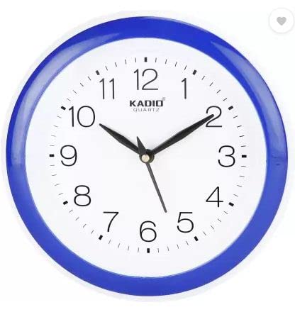 Kadio Analog 20 cm X 20 cm Wall Clock (Blue with Glass, Standard)