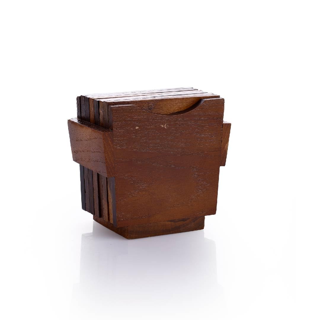 Crystal Teakwood Handcrafted Tea Coaster | Cuppo | Set of 6