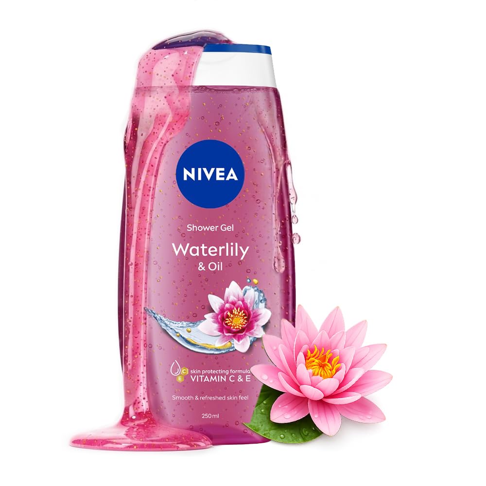 NIVEA Waterlily & Oil 250ml Body Wash | Shower Gel with Care Oil Pearls | Refreshing Scent of Waterlily Flower | Clean, Healthy & Moisturized Skin