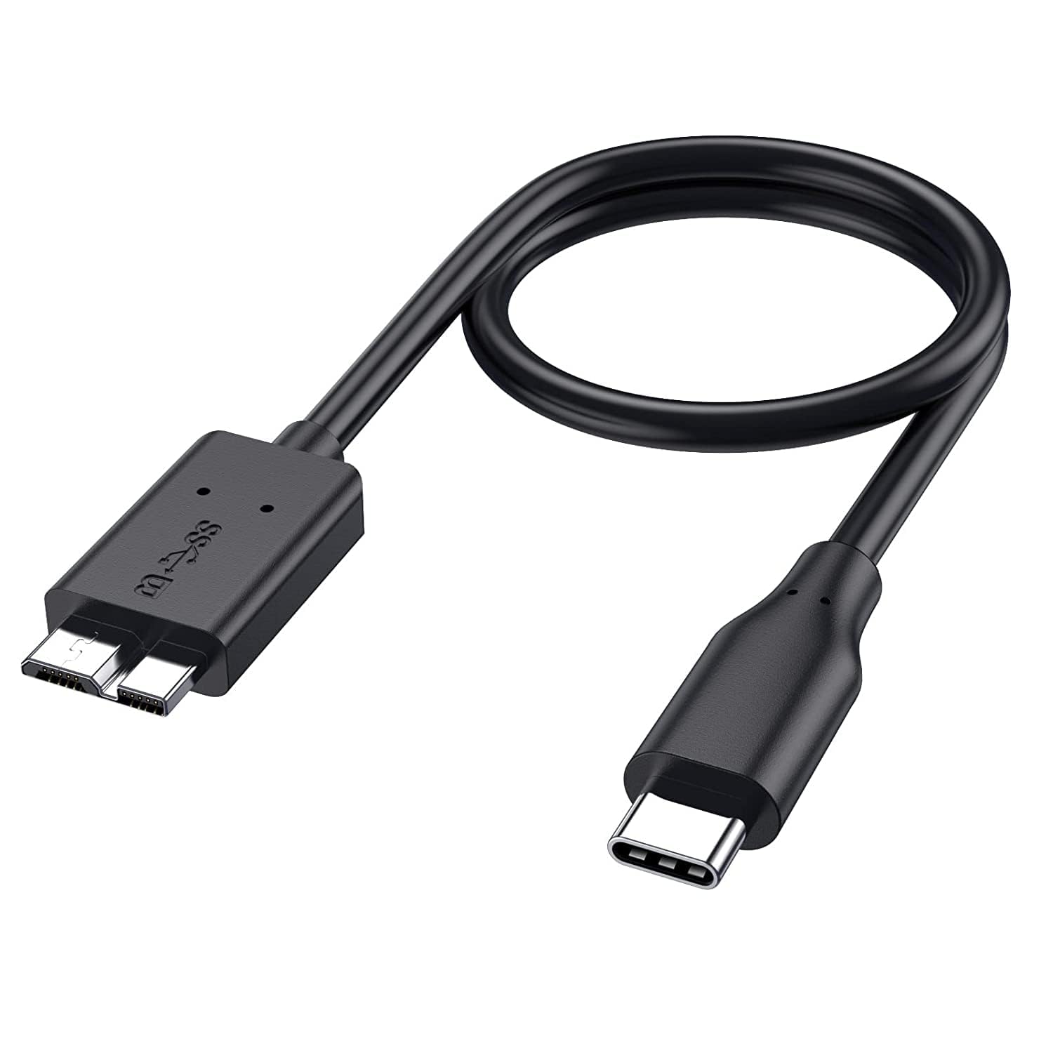 rts Type C USB C Micro B External Hard Disk Drive Hdd Wire 3.1 USB Cable Compatible With iPhone 15 Plus/15 Pro Max, Seagate/WD/Samsung, Toshiba/Maxtor/Lacie/Macbook Pro Air Black (3FT/1Meter)