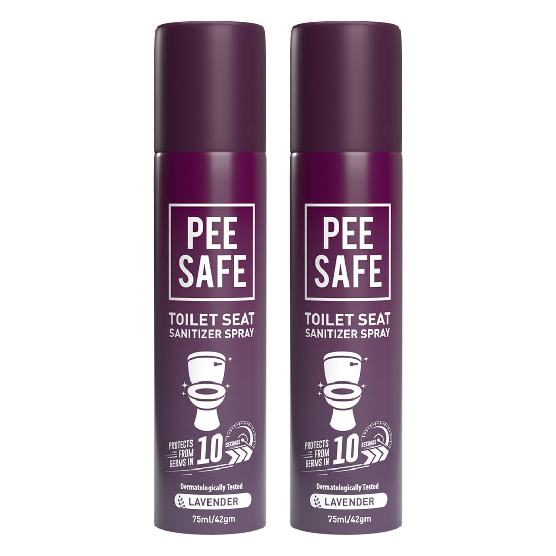 Pee Safe Toilet Seat Sanitizer Spray (Lavender - Pack of 2) | Reduces The Risk Of UTI & Other Infections | Protects From 99.9% Germs in 10 Seconds & Travel Friendly | Anti Odour | 75 ml