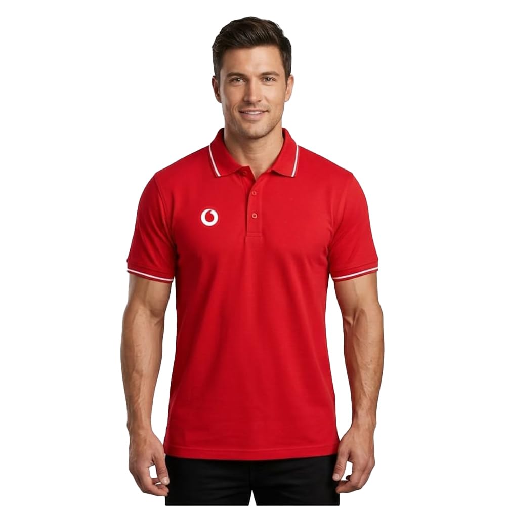CAMBRIDGE Polo Collar Regular Fit T-Shirt Solid Plain Soft Classic Style Half Sleeves Polycotton Red