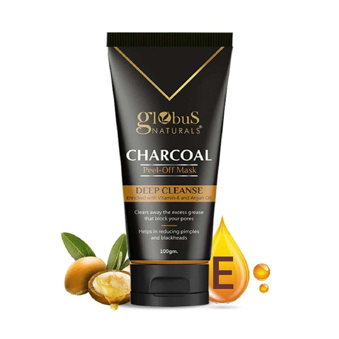 Globus Naturals Anti Pollution & Anti Acne Charcoal Peel Off Mask, Detoxifying Face mask, Fights Pollution and De-Tans skin, For Men with Oily & Acne Prone Skin, 100 gms (Pack of 1)