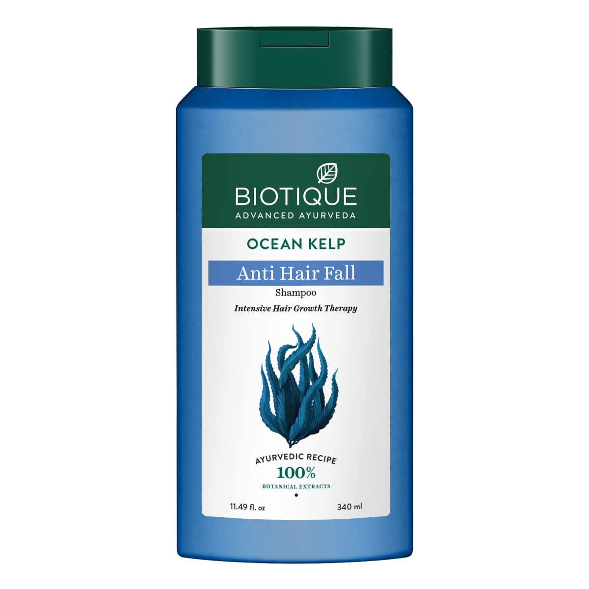 Biotique Ocean Kelp Anti Hairfall Shampoo | Intensive Hair Growth Therapy | Anti Hairfall Shampoo that Maintains Shine | 100% Botanical Extracts | Suitable for All Hair Types | 340ml