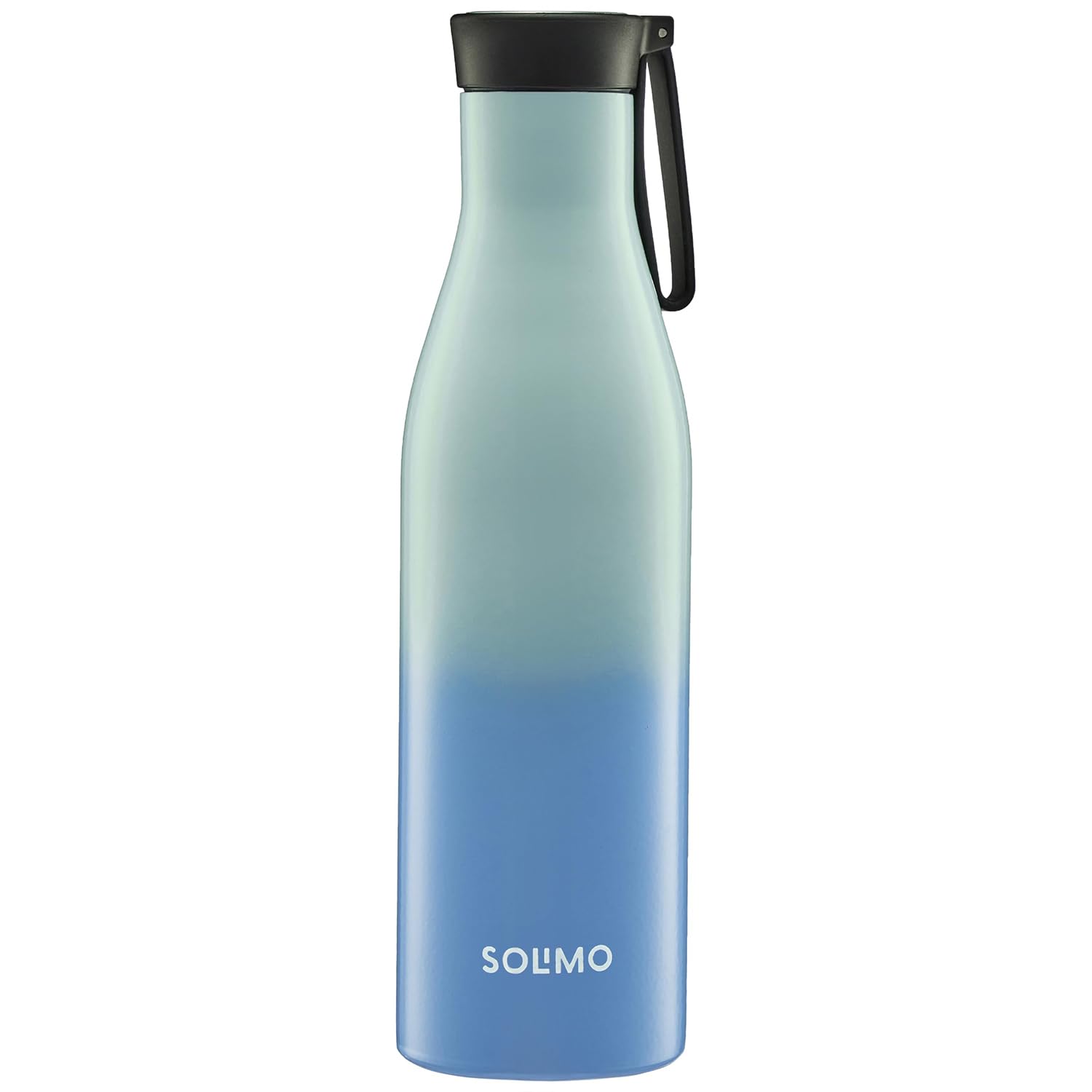 Solimo 850ml Stainless Steel Vacuum Insulated Bottle with Carry-on Strap | Double-Wall Insulation, Leak-Proof, 24 Hours Hot and Cold | for Work, Home, Commute and Travel | Blue & Green