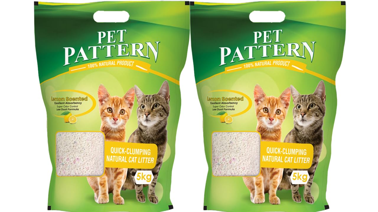 CAT Litter Sand for CAT 10KG, 99.99% Dust Free, Odor Control Fast Clamping Natural Cat Litter 10kg (CAT Litter 5KG X 2 - Lemon) DogsNCats - Authorised Partner