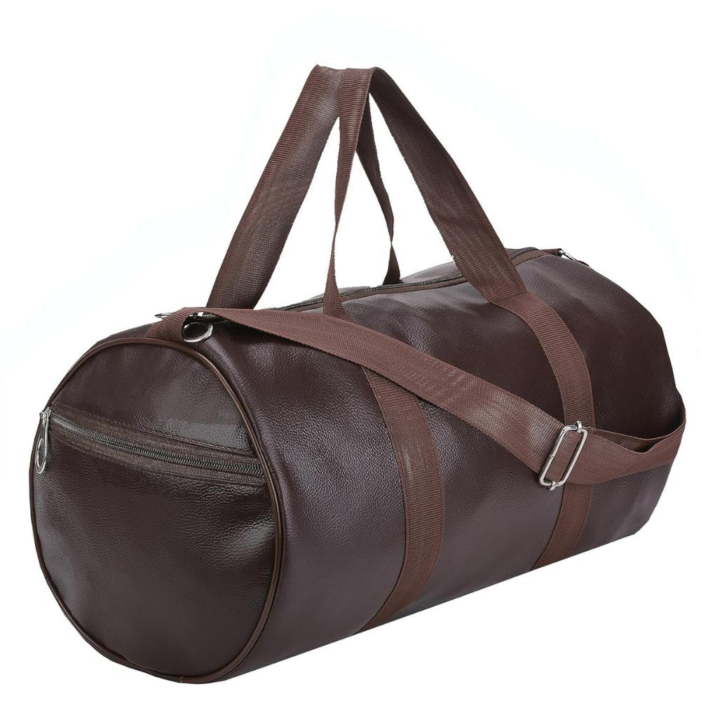 20L Leather Trendy & Classic Duffle Gym Bag for Men & Women Leather Gym Bag with Shoulder Strap Sports Bag Yoga & Travel Bag for Boys & Girls Duffle Bag & Travelling Bag Outdoor (Brown)