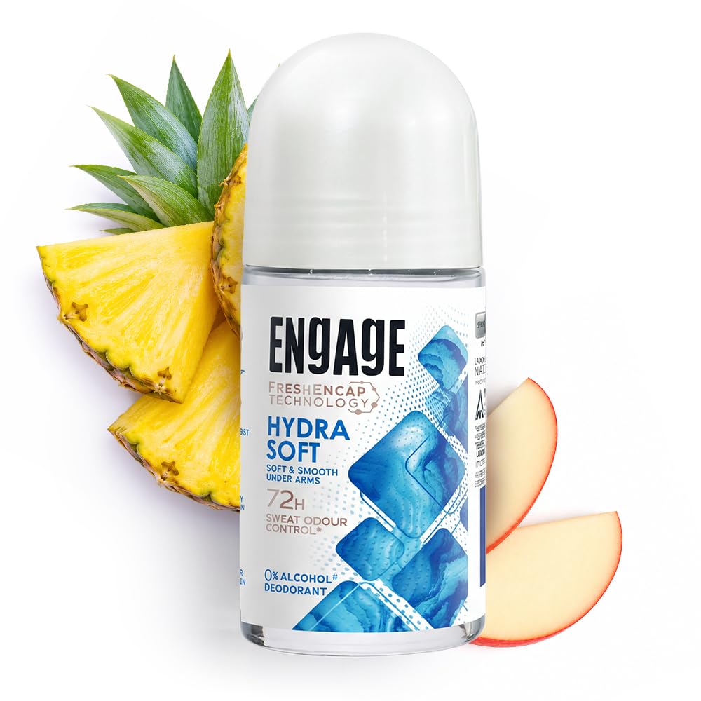 Engage Hydra Soft Underarm Roll On Deo for Women|72 Hour Sweat & Odour Protection | Skin Softening Formula|Advanced Antiperspirant Formula | FreshEncap Technology | 0% Alcohol | Non Sticky | 50ml