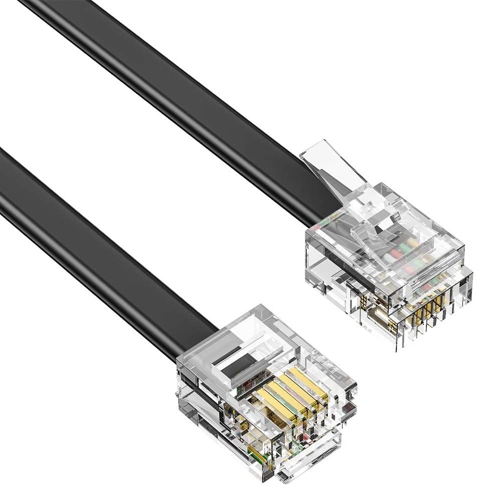 FEDUS 3 Meter Telephone Line Landline Extension Cord Cable Male To male 2 Pair (4 Core) Landline Wire with Standard RJ-11 Plugs Connectors for High-Speed Internet Modem