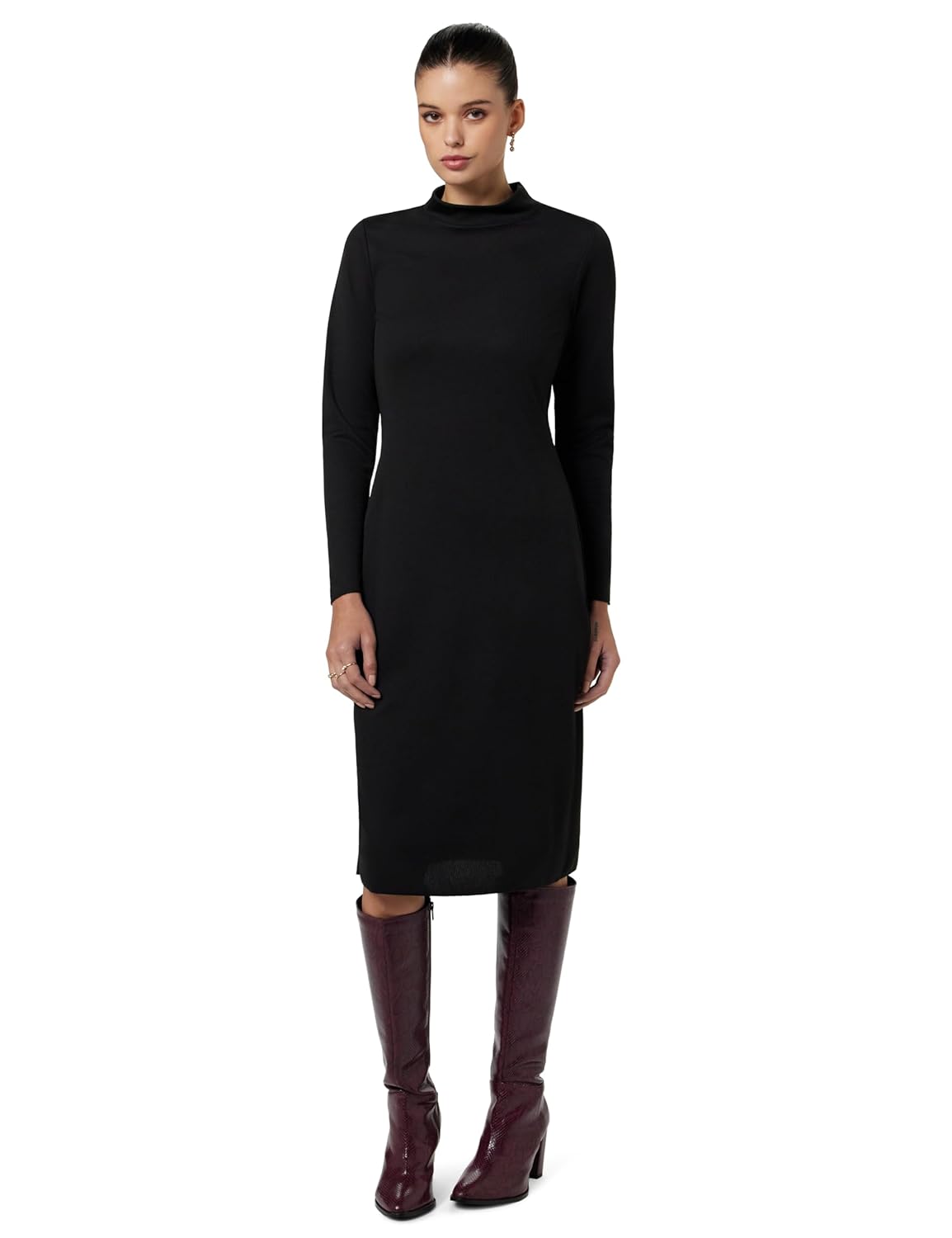 ATHENA LIFESTYLE Black Solid Ribbed Bodycon Dress