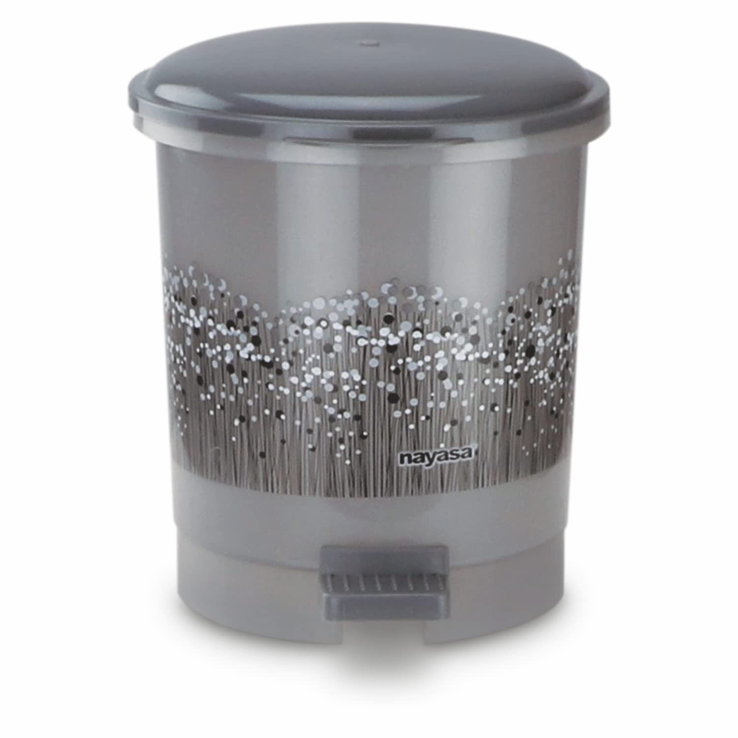 Nayasa Funk Table Top Dustbin with Lid | Stylish Mini Plastic Bin for Kitchen, Bathroom & Office | Compact & Durable | Grey