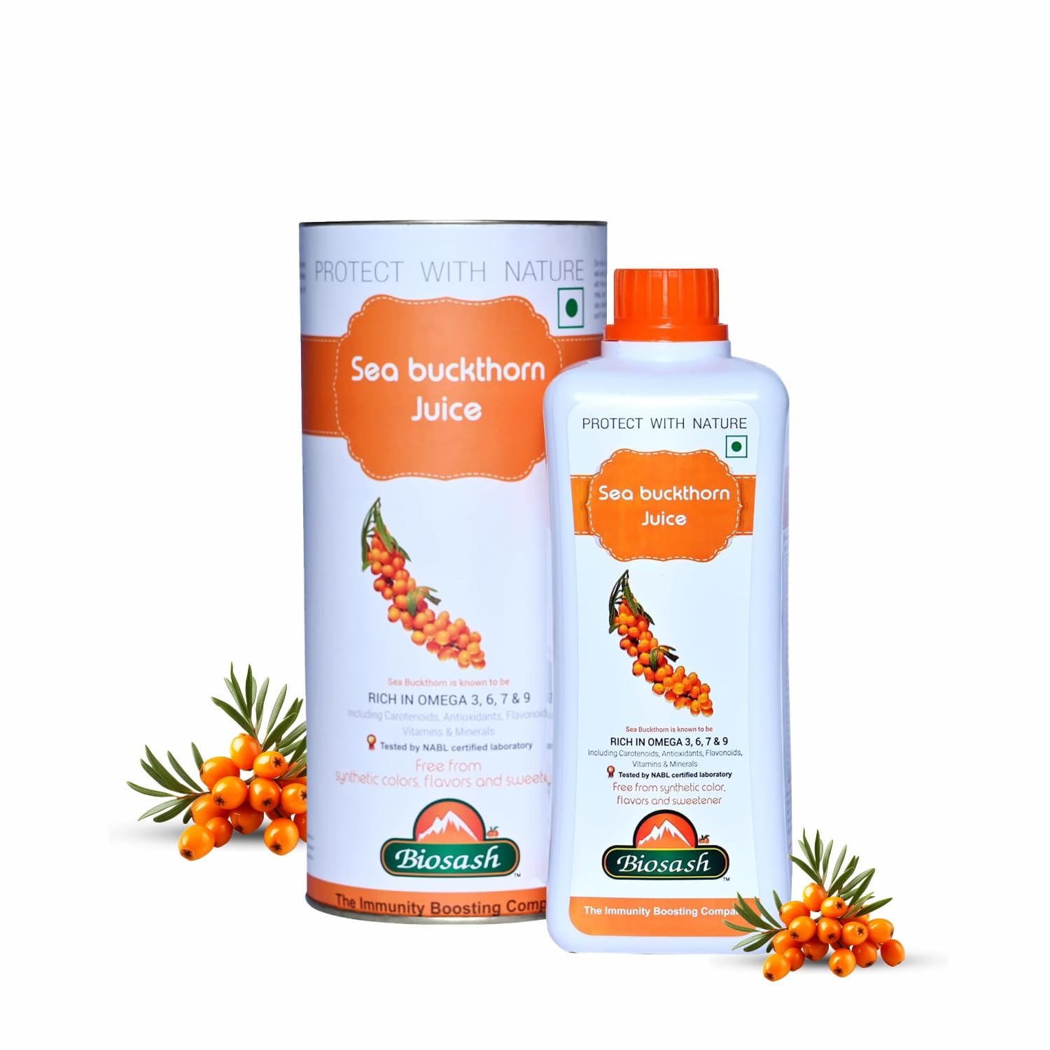 Biosash Himalayan Sea Buckthorn Pulp Concentrate 250ml | Cold-Pressed | Natural Vitamin C, Rich in Omega 3, 6, 7, 9 |Antioxidants | Immunity |Skin Glow | Gut Health Support | Herbal SeaBuckthorn Juice | Makes 50 Glasses | No Added Sugar | Organic Berries Certified