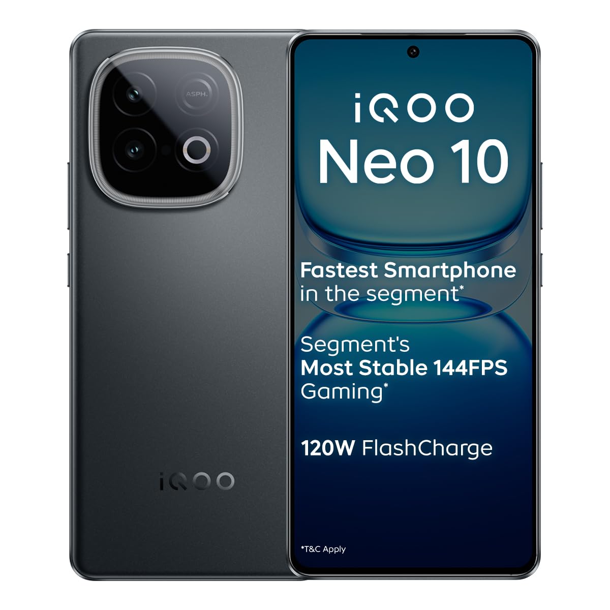 [Use Card] iQOO Neo 10 (Asphalt Black, 8GB RAM, 256GB Storage) | Segment's Fastest Processor* with Snapdragon 8s Gen 4 & Supercomputing chip Q1 | 120W FlashCharge | Segment's Brightest AMOLED Display*