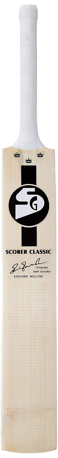 SG Scorer Classic Cricket Bat for Mens and Boys (Beige, Size -5) | Material: Kashmir Willow | Lightweight | Free Cover | Ready to Play | for Intermediate Player | Ideal for Leather Ball