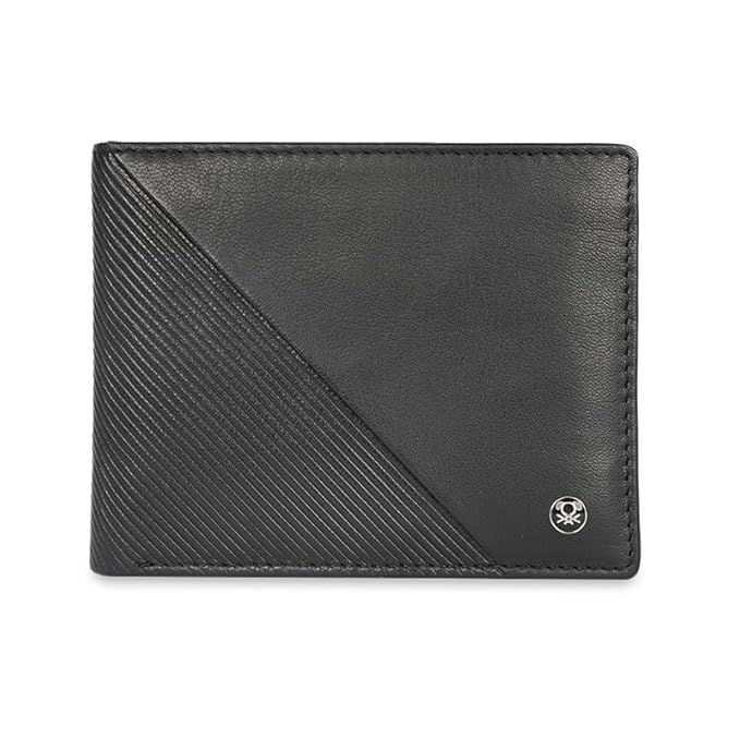 United Colors of Benetton Men RFID Protected Dragley Passcase Wallet - Black, No. of Card Slot: 12