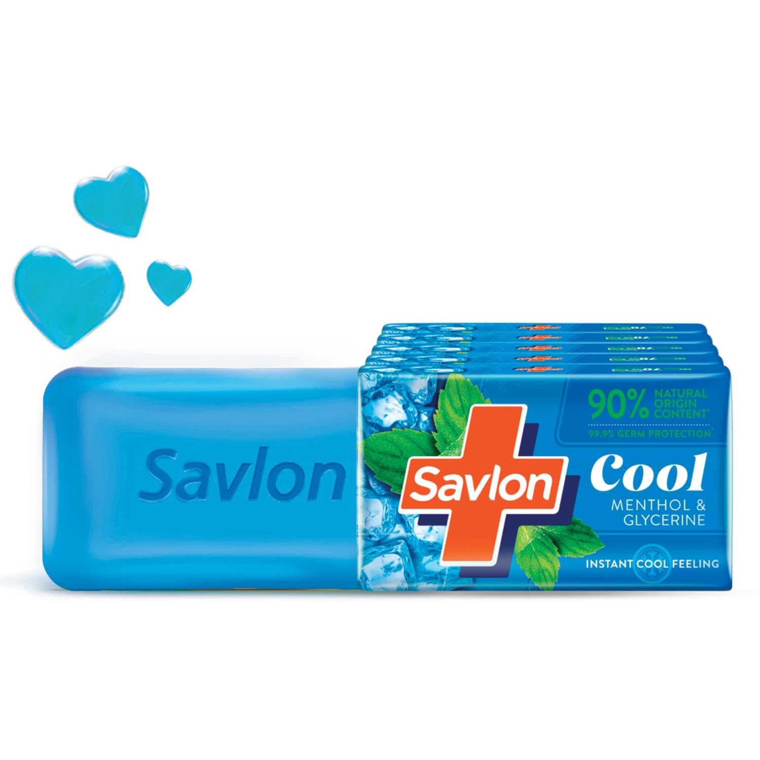 ITC Savlon Cool Bathing Soap Bar 600g (120g Pack of 5) | 99.9% Germ Protection | Cool Menthol | Natural Origin Glycerin | Soft Moisturized Skin | Women & Men | All Skin Types | Value Family Pack