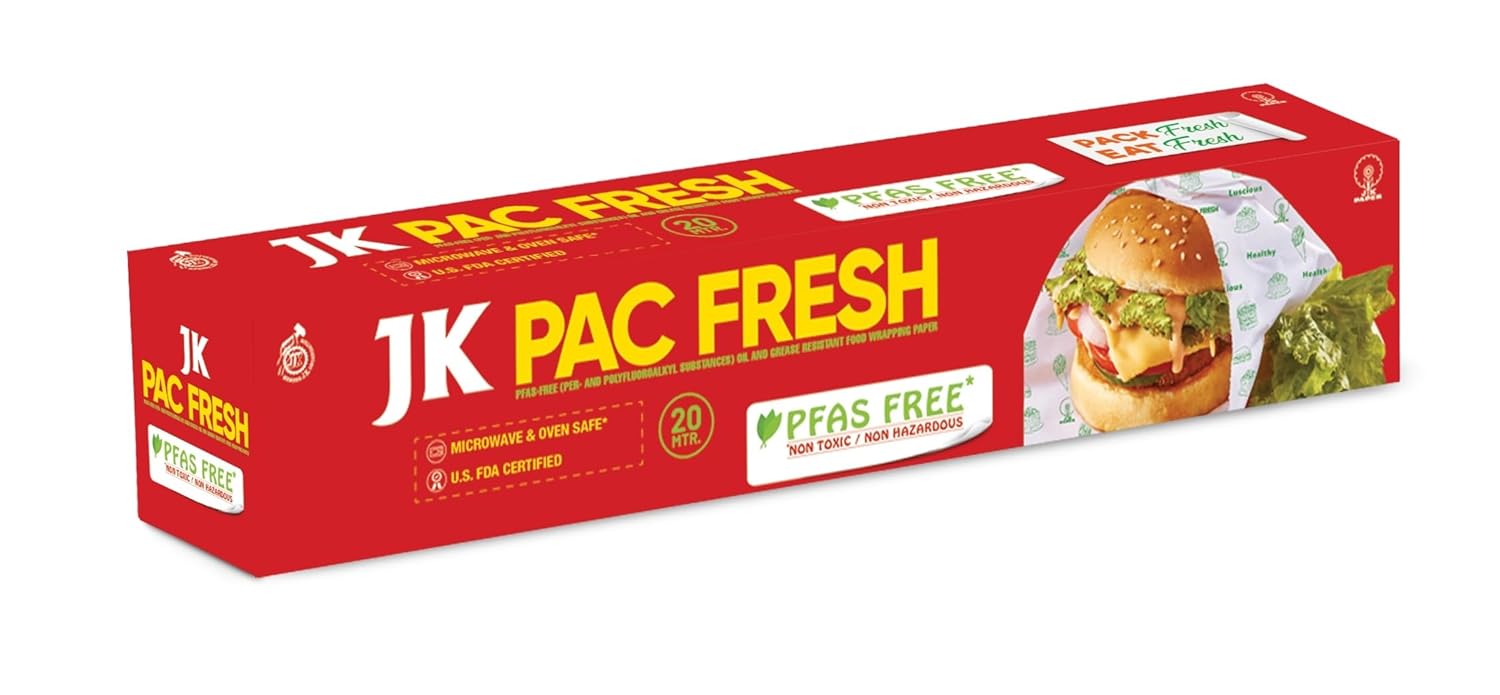 JK Pac Fresh 20M Food Wrapping Paper Roll | Pack of 4 | BPA-Free, Non-Stick, Eco-Friendly & Heat-Resistant | Ideal for Baking, Food Storage, Packaging & Oil Absorption