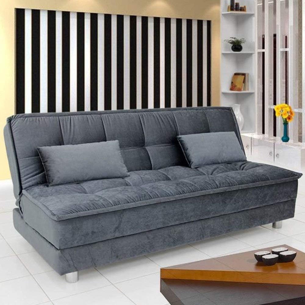 FURNY - Gaiety 3 Seater Fabric Sleeper Supersoft Sofa Cum Bed (Grey)