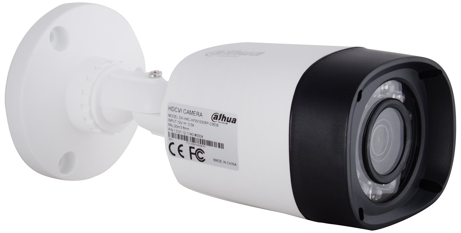 Dahua DH-HAC-HFW1000RP 1MP 720P Water-Proof HDCVI IR Night Vision Bullet Camera (White)