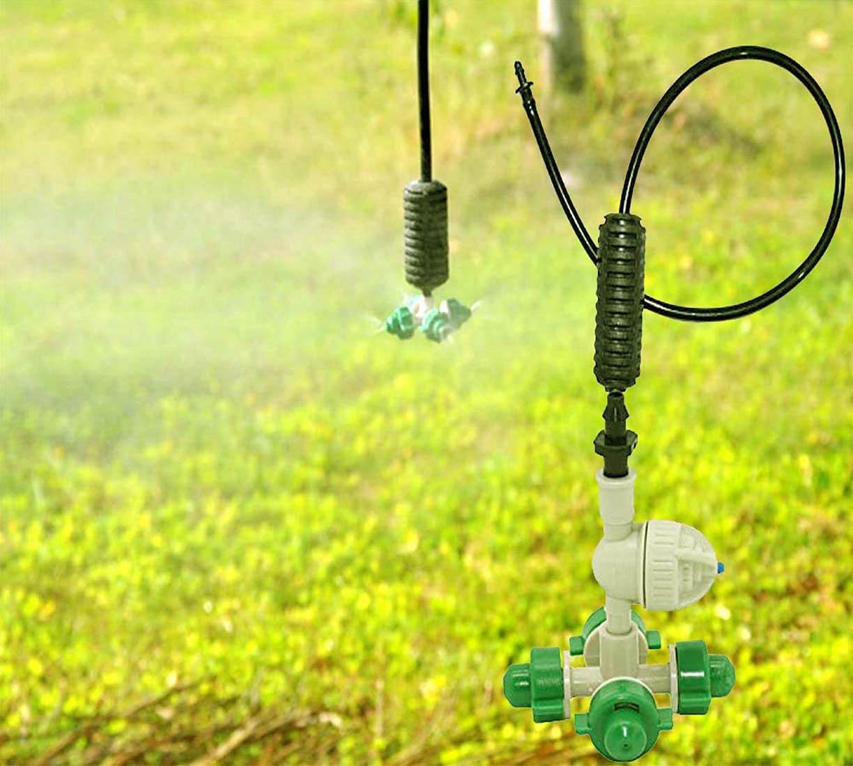 DIY Crafts IRRIGATION Nozzles Sprinkler Head Anti Drip Misting Nozzle Garden Sprinklers Drip Irrigation for Greenhouse (22 Pcs 4 Head Misting Kit, Included Pipe + Faucet Connector + Accessory)