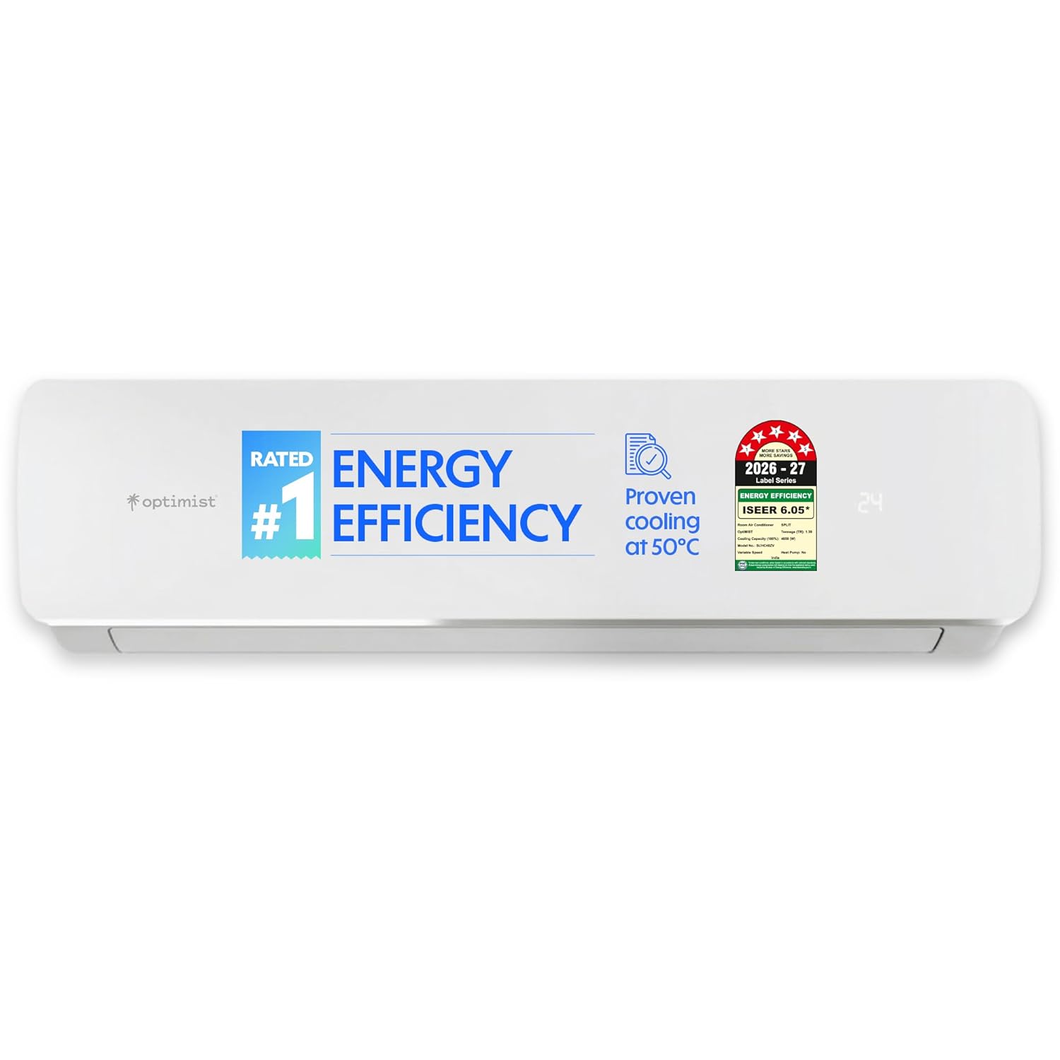 Optimist 1.4 Ton New 5 Star Rated (ISEER 6.05), Wi-Fi Inverter Split AC | Proven Cooling at 50°C | Turbo+ Fastest Cooling | Smart App with Gas Level Indicator