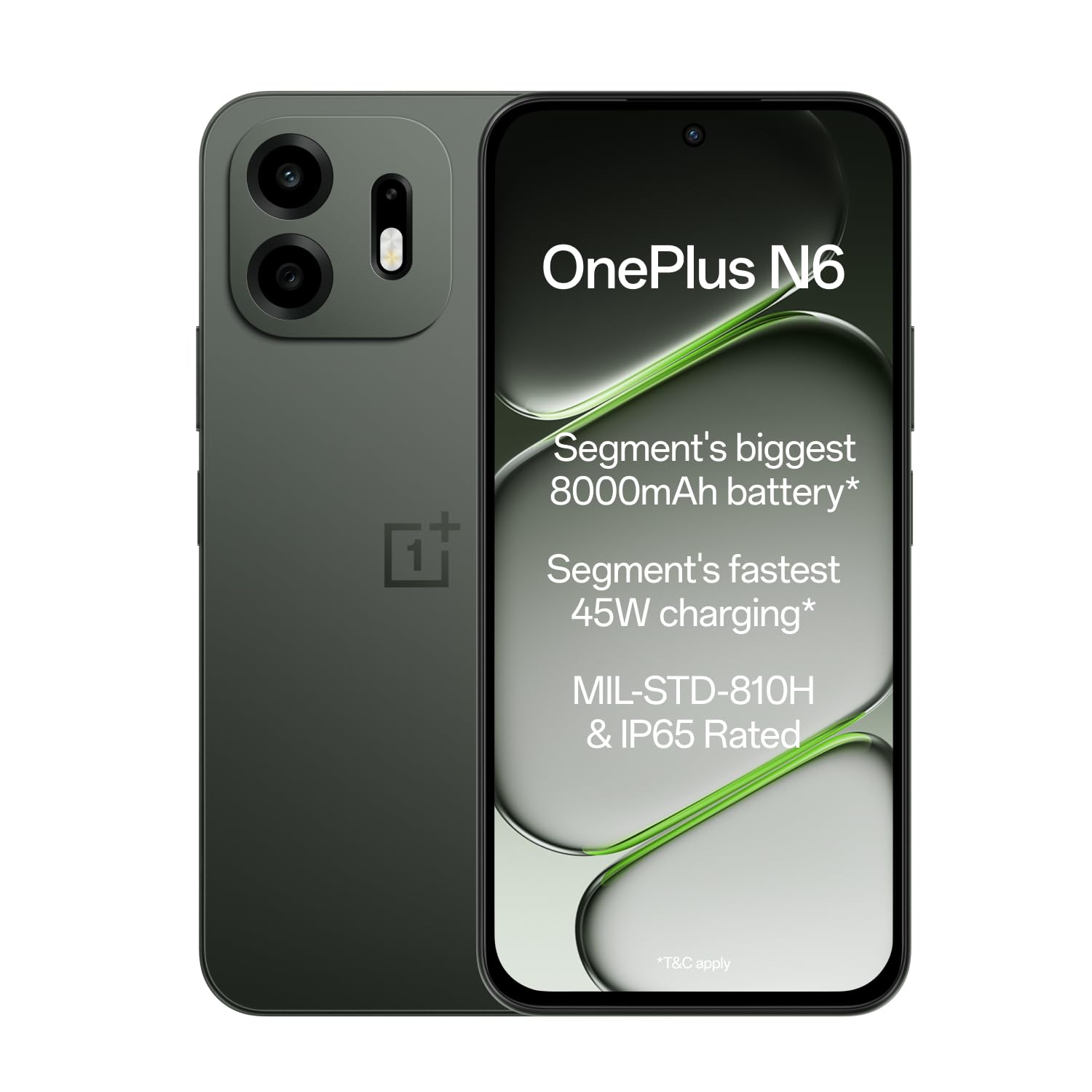 OnePlus N6 | 4GB+128GB | Midnight Green | Segment's Biggest 8000mAh Battery | Segment's Fastest 45W Charging | 60-Month Smoothness | Smooth 120Hz Display | 50MP Camera | Military-Grade Durability