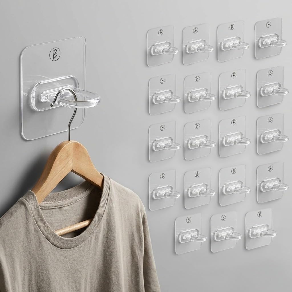 Btag Round StIcker Wall Ring Hook Multi Functional |Damage-Free Hanging for Kitchen, Bathroom, Office | Easy Install, Long-Lasting Hold for Any Room | Waterproof & Rust-Proof Design (Transparent_PO20)