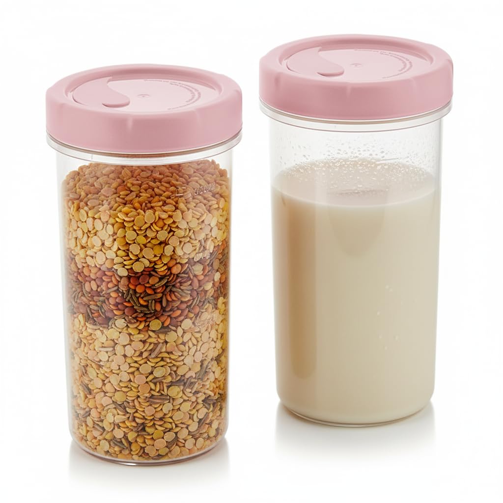 All Time Twister Tumbler Storage Bottle Set of 2 | 470ml Each | BPA Free Airtight Spill Proof Plastic Bottles | Food Grade Water Juice Milk Beverage Containers with Secure Lid - Transparent