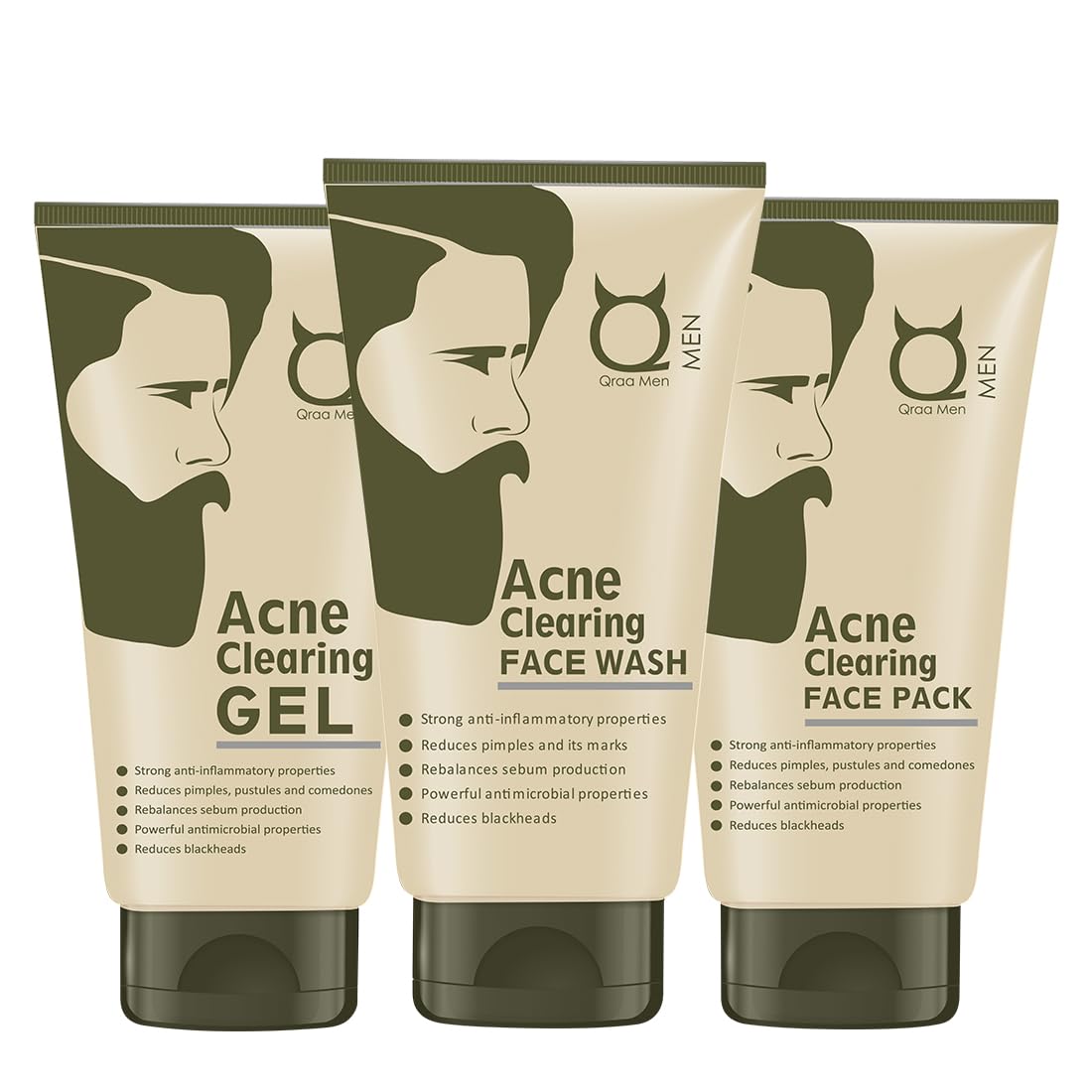 Qraa Men Complete Acne Defense Kit – Oil Control & Spot Clearing (Pack of 3)