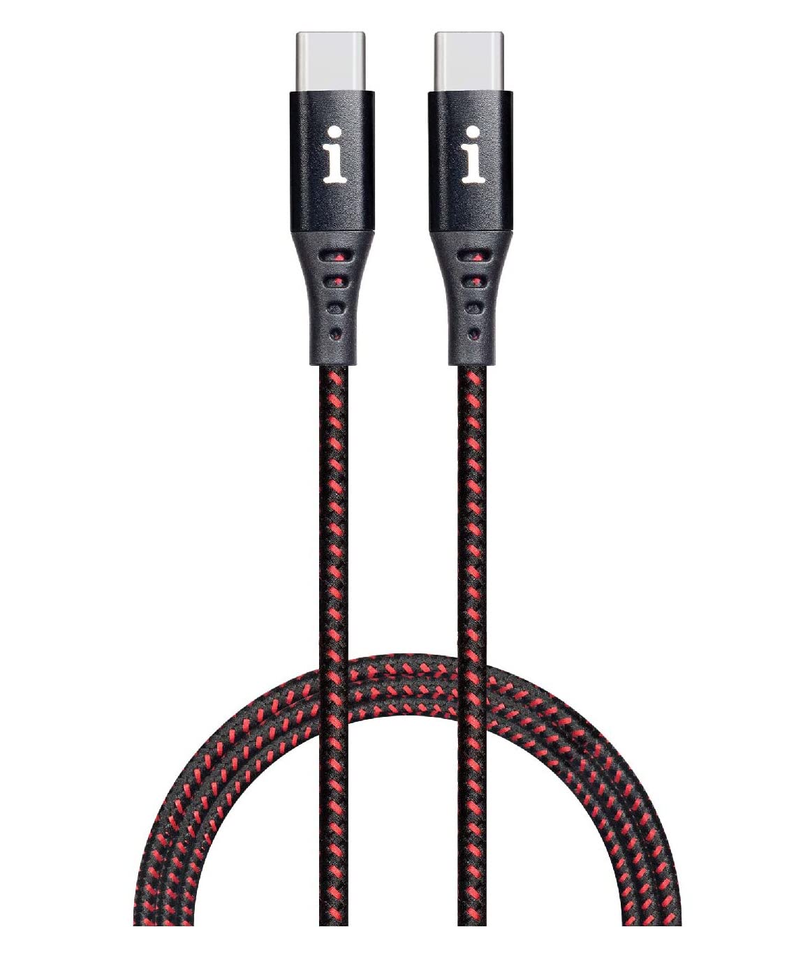 iBall 100W Type-C to Type-C Braided Charging Cable, Fast Charging 20V 5A, 1.5 m, Black + Red