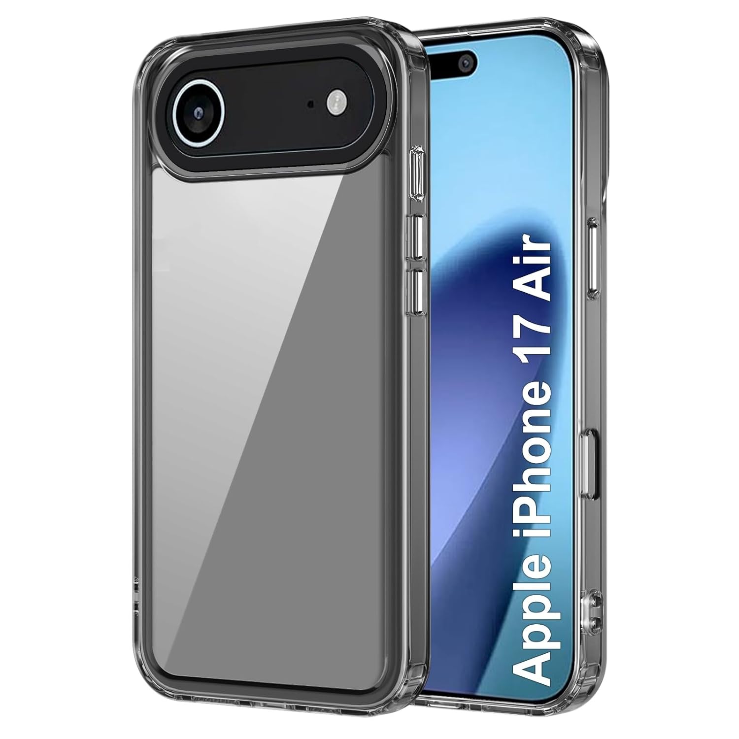 amazon basics Back Case Cover for iPhone 17 Air | Compatible for iPhone 17 Air Back Cover | Case Cover with Camera Protection | (TPU + PC | Translucent Black)