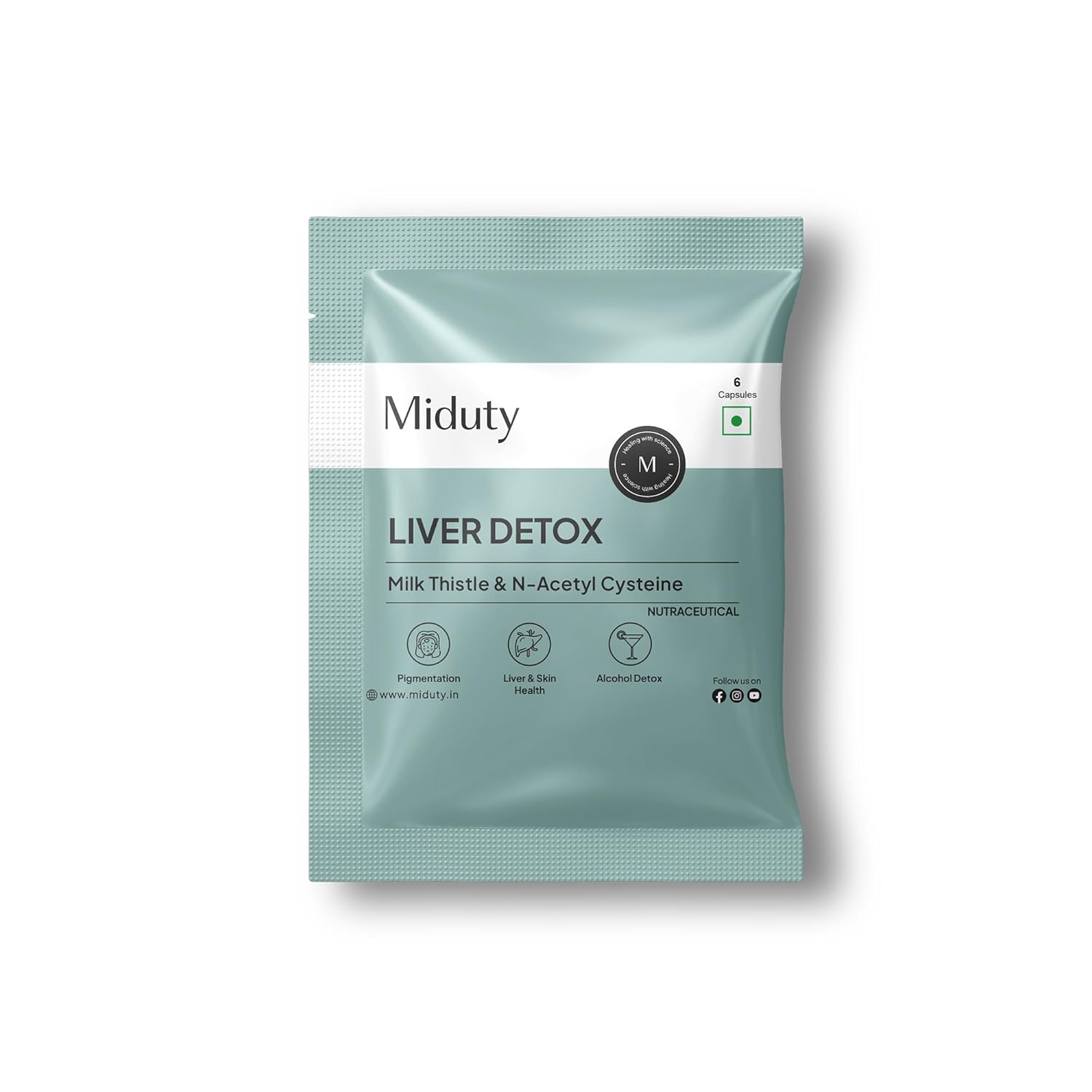 Miduty Liver Detox Supplement Milk Thistle with N-Acetyl Cysteine 900 mg | Natural Body Detox & Digestive Enzymes - Fatty Liver Care | Natural Detoxification Formula - 6 Capsules