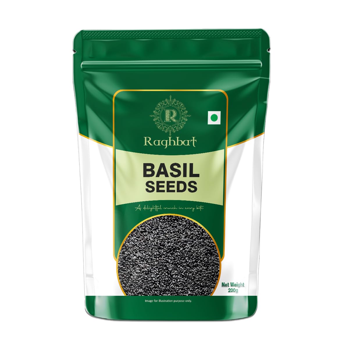 Raghbat Basil Seeds 200g - Sabja Seeds | Reduce Body Heat | Tukmaria Seeds for Weight Management | High in Fibre & Omega 3
